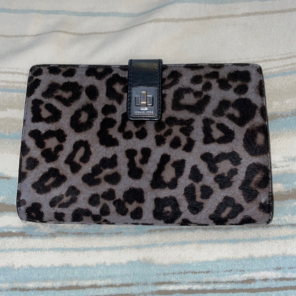 Used Michael Kors Natalie Extra Large Cheetah Calf Hair Wallet